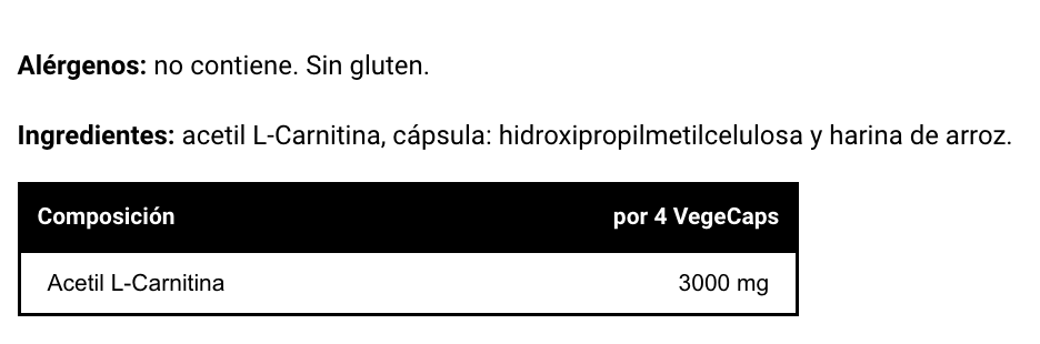 ALC (Acetil L-Carnitina) 60 cápsulas vegetales de Vitobest
