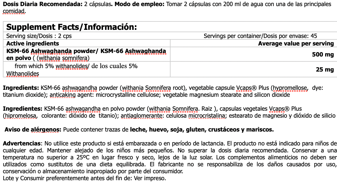 Ashwagandha KSM-66 Pure 60 Vcaps