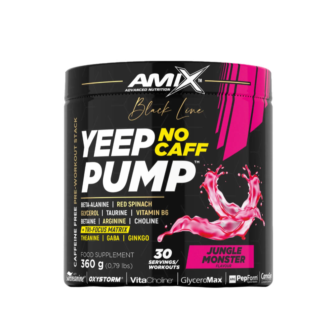 Pre-entreno YEEP PUMP 345g sin cafeína de Amix - Black Line