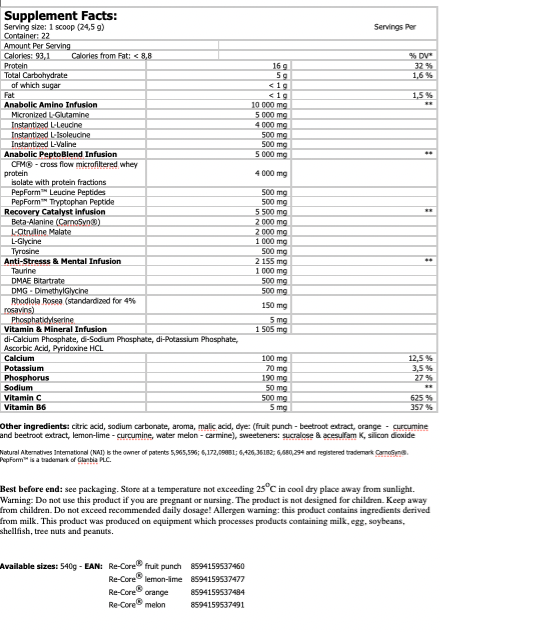 Recuperador Re-Core Concentrate 540 gr