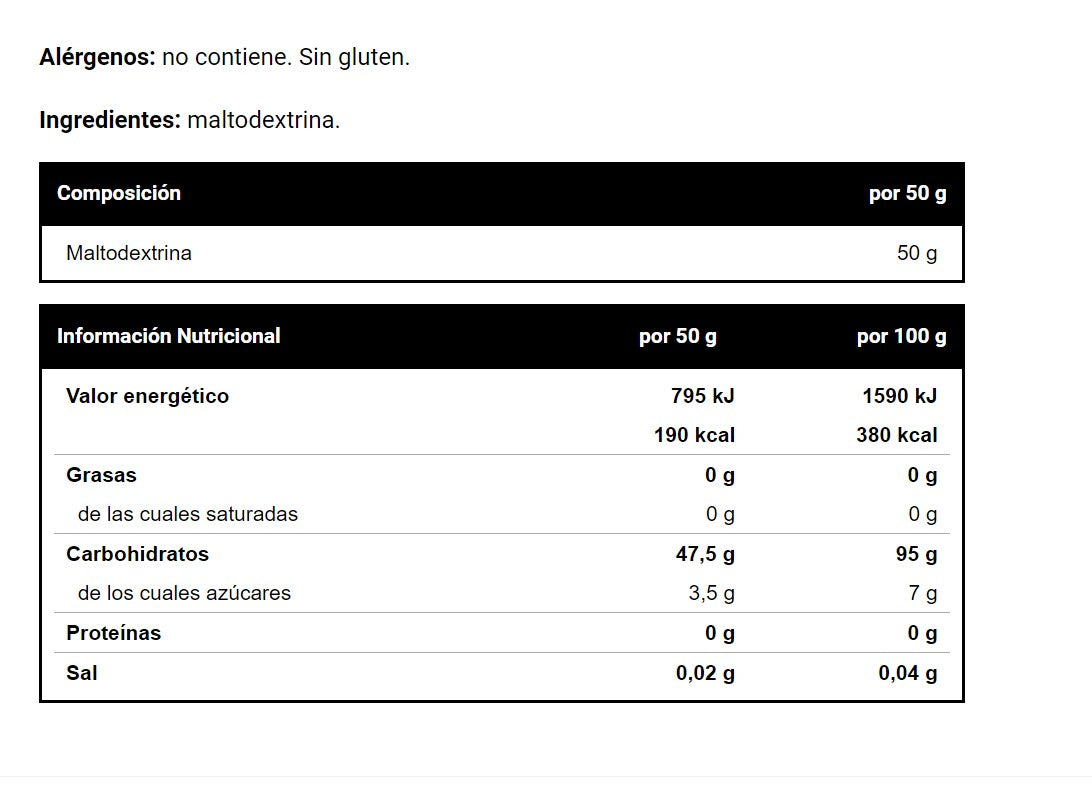 Maltodextrina 2kg sin sabor de Vitobest