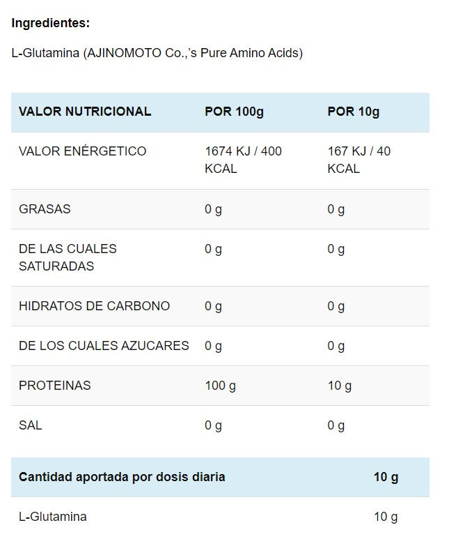 Glutamina Ajinomoto 500g Pure Glutamine de HP Nutrition