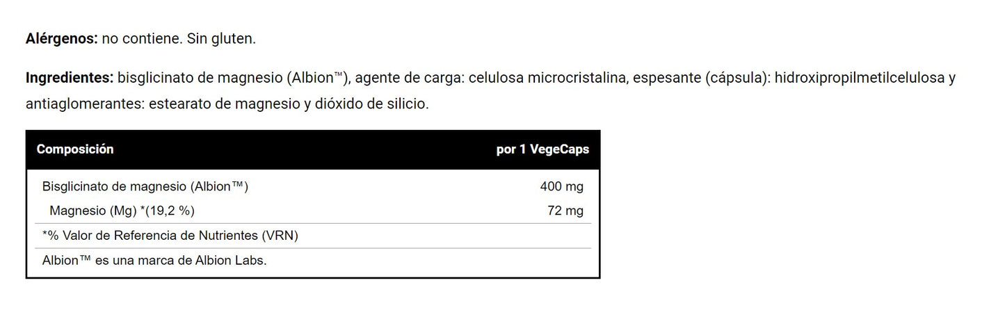 Bisglicinato de Magnesio 60 VegeCaps de Vitobest