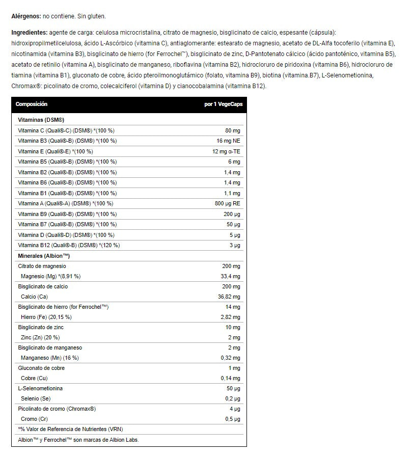 Multivitamínico Vitomin 100 VegeCaps - Complejo Vitamínico