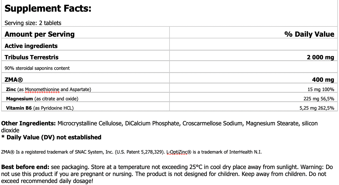 Tribulus y ZMA 90 Tabs Tribu-ZMA de Amix