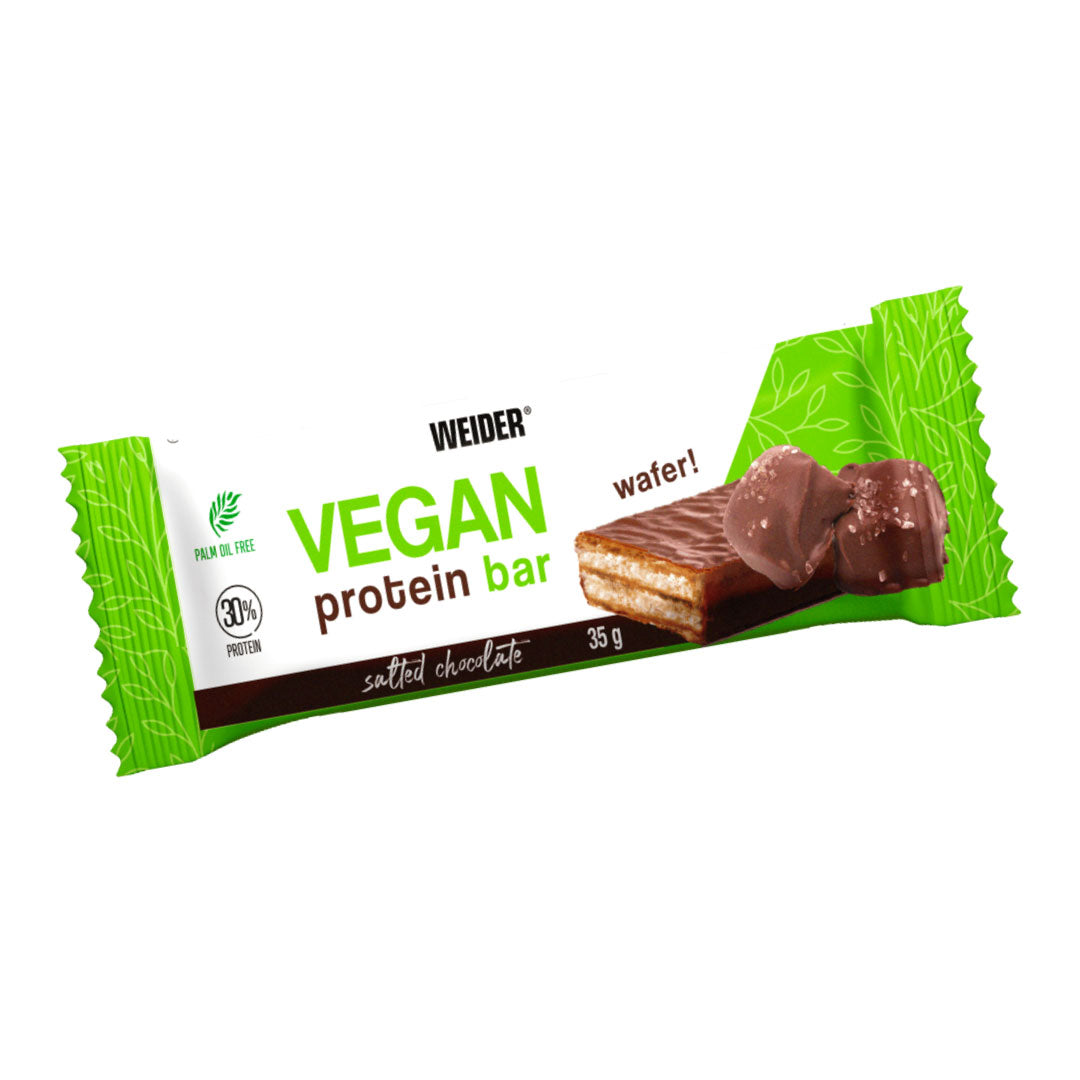 Barrita de proteínas vegana Wafer (Caja de 12 unidades x 35g) de Weider