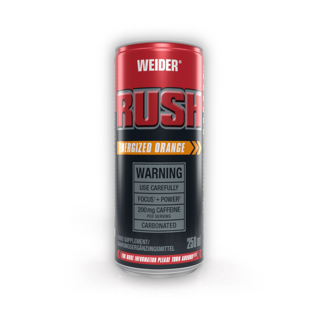 Pre-entreno Rush RTD Energy drink pack de 24 latas de 250ml de Weider