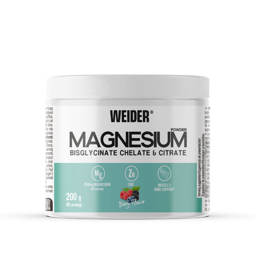 Complejo de bisglicinato y citrato de magnesio 200g sabor frutos del bosque de Weider
