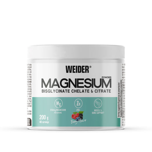 Complejo de bisglicinato y citrato de magnesio 200g sabor frutos del bosque de Weider