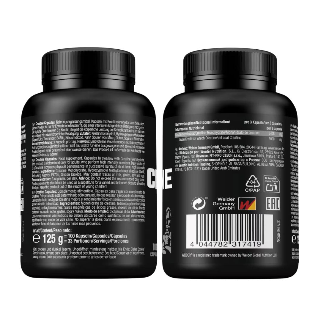 Creatina Creapure premium 100 cápsulas de Weider