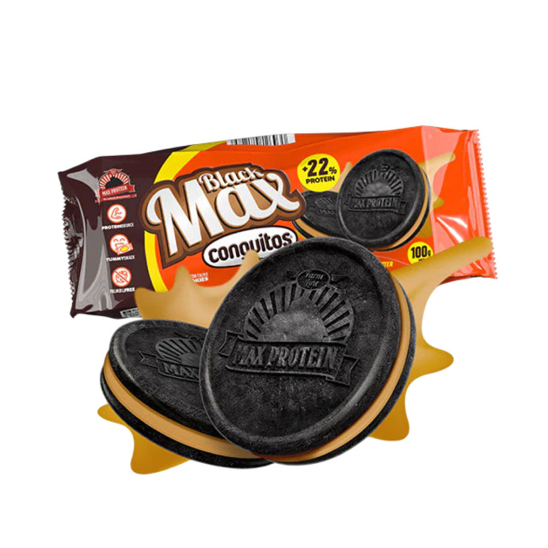 Galletas con relleno de crema de cacahuete proteica Conguitos Black Max