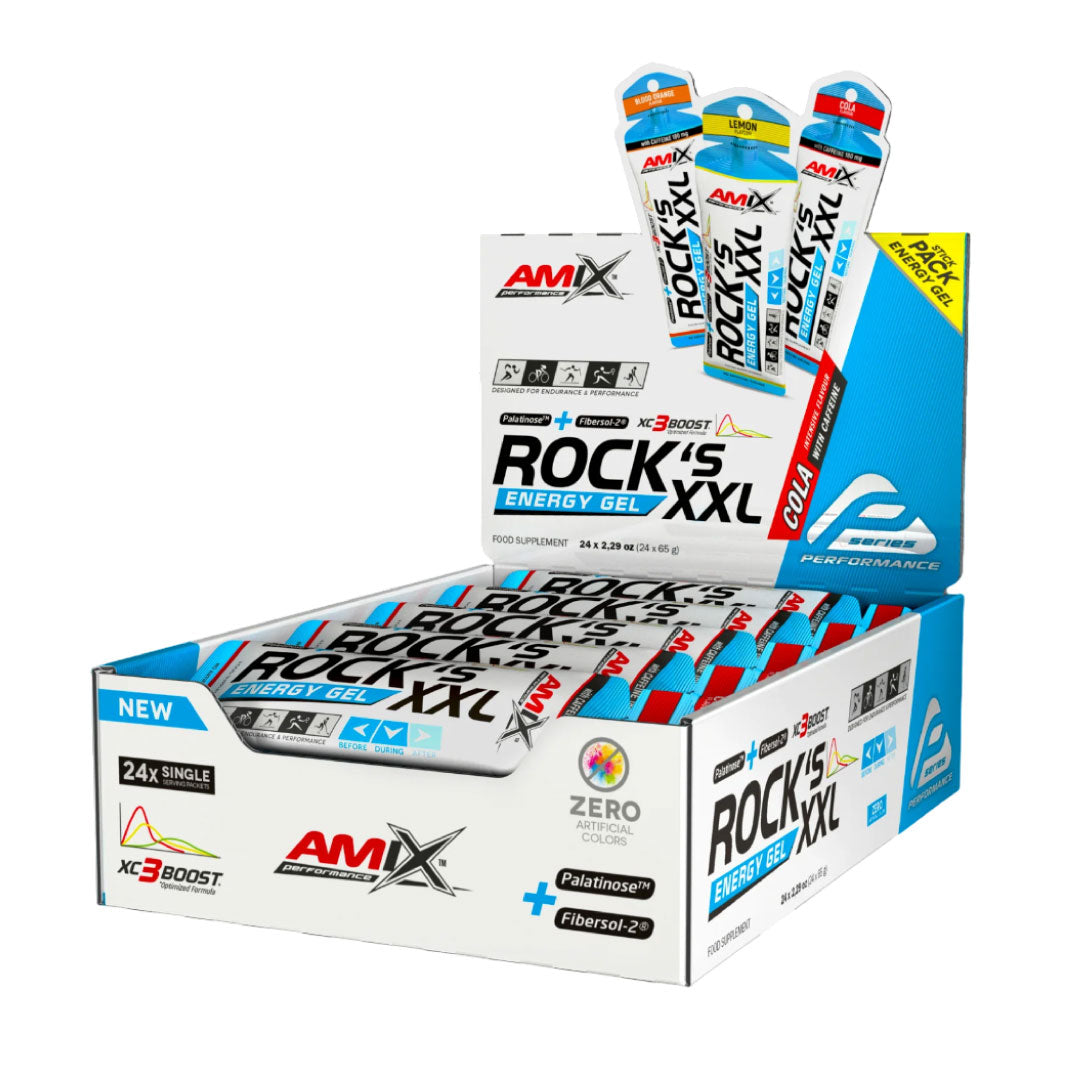 Gel con cafeína Rock's Energy XXL (Pack de 24 * 65g) de Amix Performance