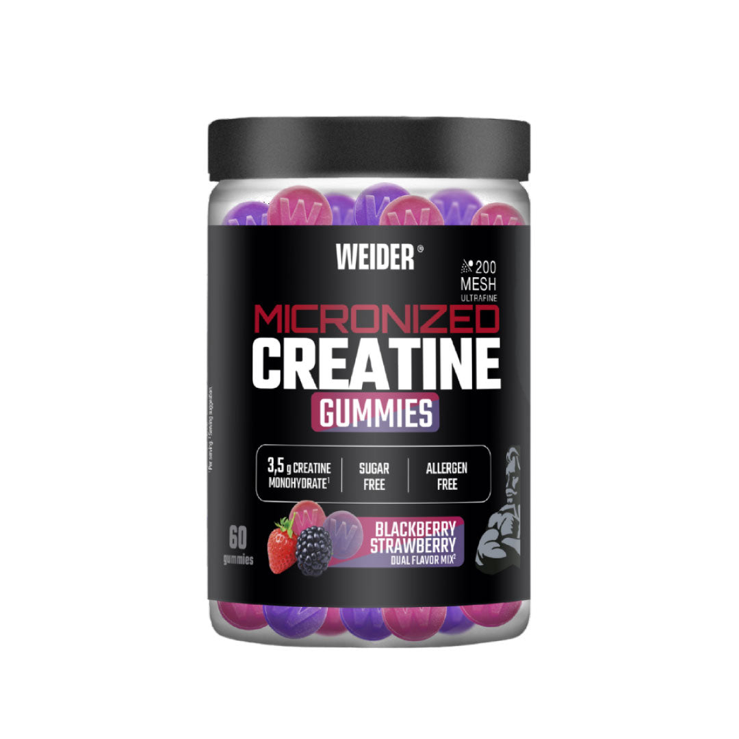 Gominolas de creatina sabor dúo (fresa y mora) 60 unidades de Weider