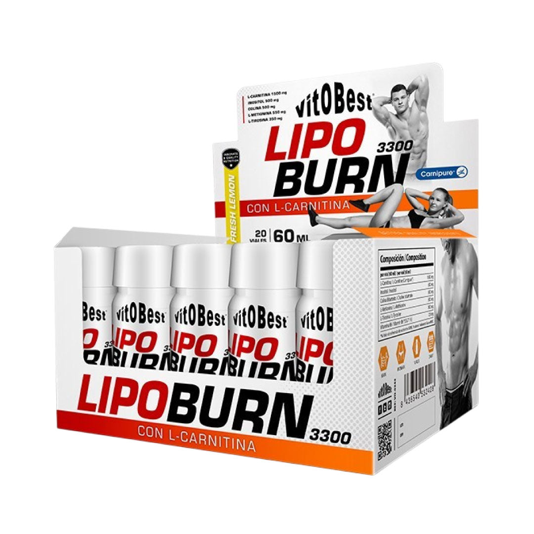 Quemador de grasas Lipoburn 3300 20 viales de 60ml sabor limón de Vitobest