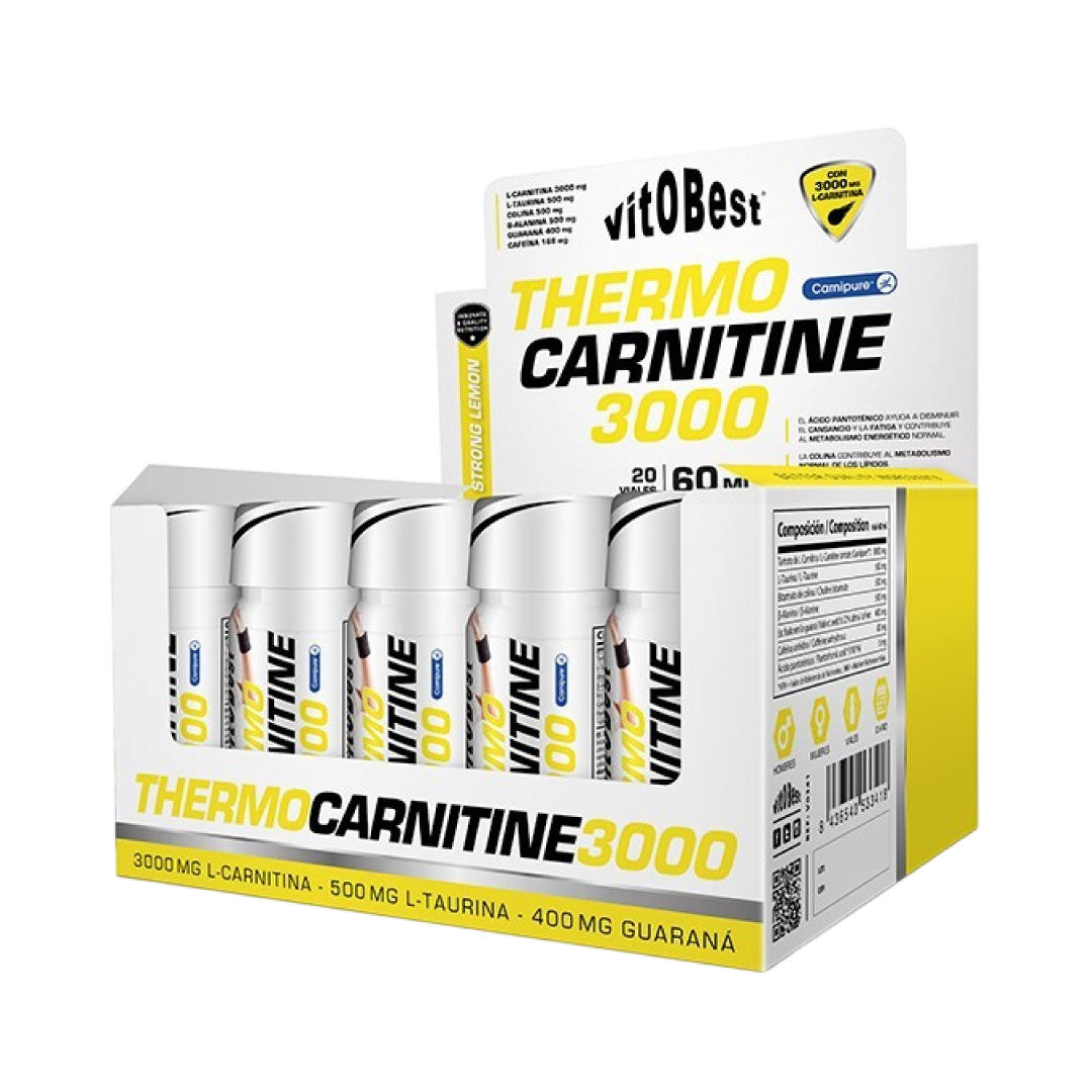 Termogénico con L-carnitina 3000 20 viales de 60ml de Vitobest