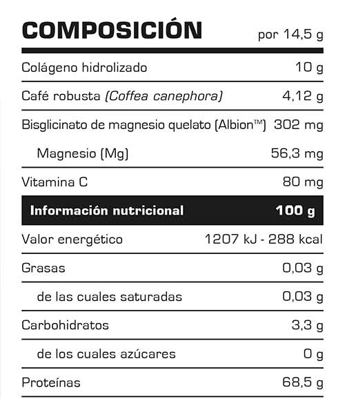 Colágeno hidrolizado con café, magnesio y vitamina C 365g de Vitobest