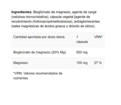 Bisglicinato de Magnesio 90 caps