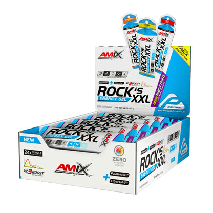 Gel sin cafeína Rock's Energy XXL (Pack de 24 * 65g) de Amix Performance