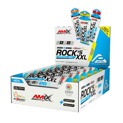 Gel sin cafeína Rock's Energy XXL (Pack de 24 * 65g) de Amix Performance