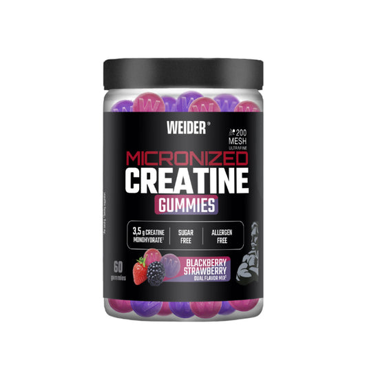 Gominolas de creatina sabor dúo (fresa y mora) 60 unidades de Weider